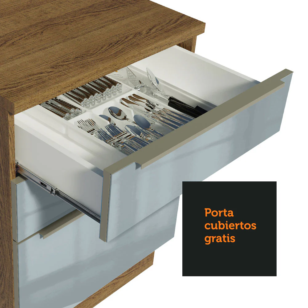 Bajo Mesada 60 cm x 60 cm, 3 Cajones Lux Marrón/Gris - Image 7
