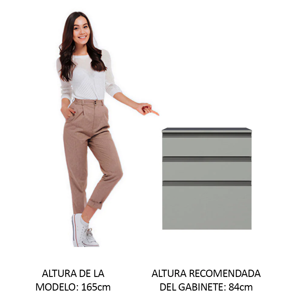 Bajo Mesada 60 cm 3 Cajones Nice Gris - Image 3