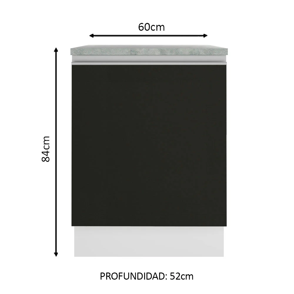 Bajo Mesada 60 cm Con 1 Puerta Glamy Blanco/Negro - Image 2