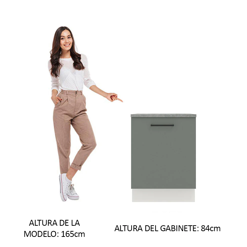 Bajo Mesada 60 cm Sin cajones 1 Puerta Agata Blanco/Gris - Image 3