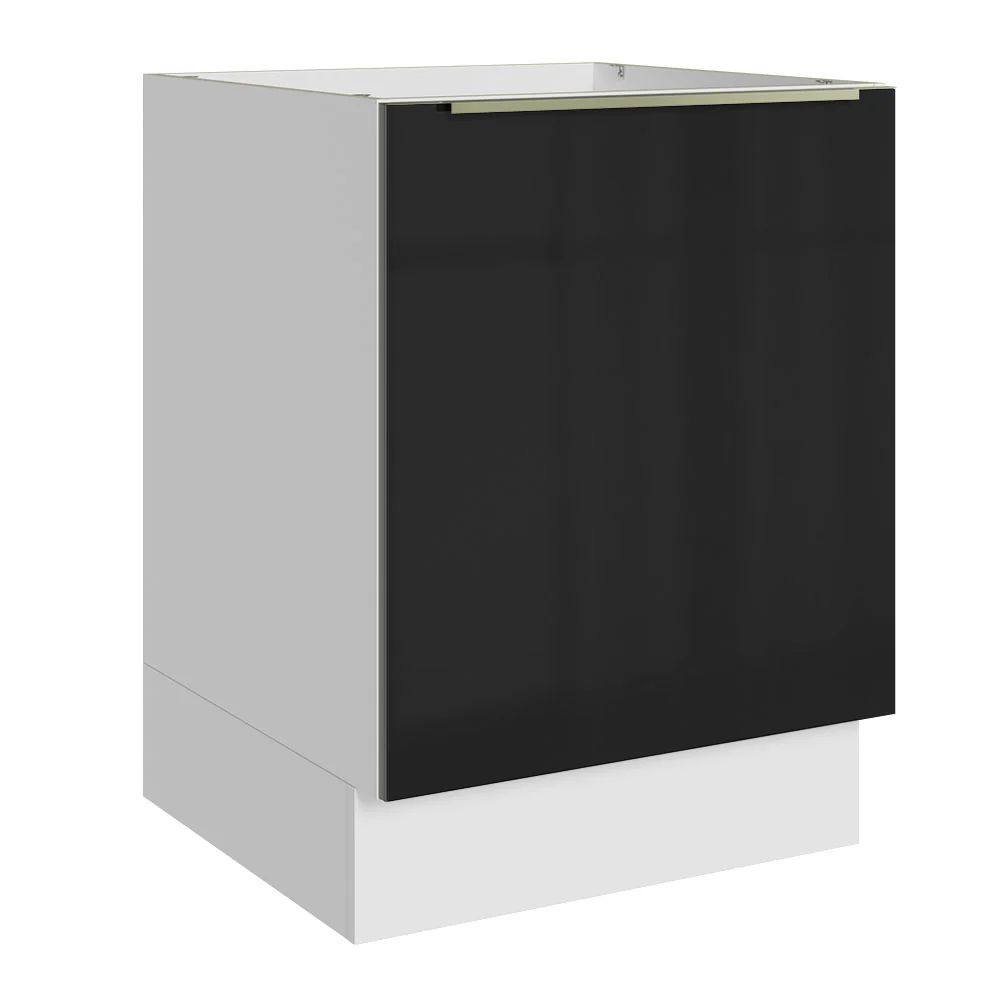 Bajo Mesada 60 cm x 60 cm, 1 Puerta Lux Blanco/Negro