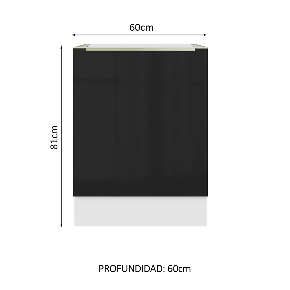 Bajo Mesada 60 cm x 60 cm, 1 Puerta Lux Blanco/Negro - Image 2
