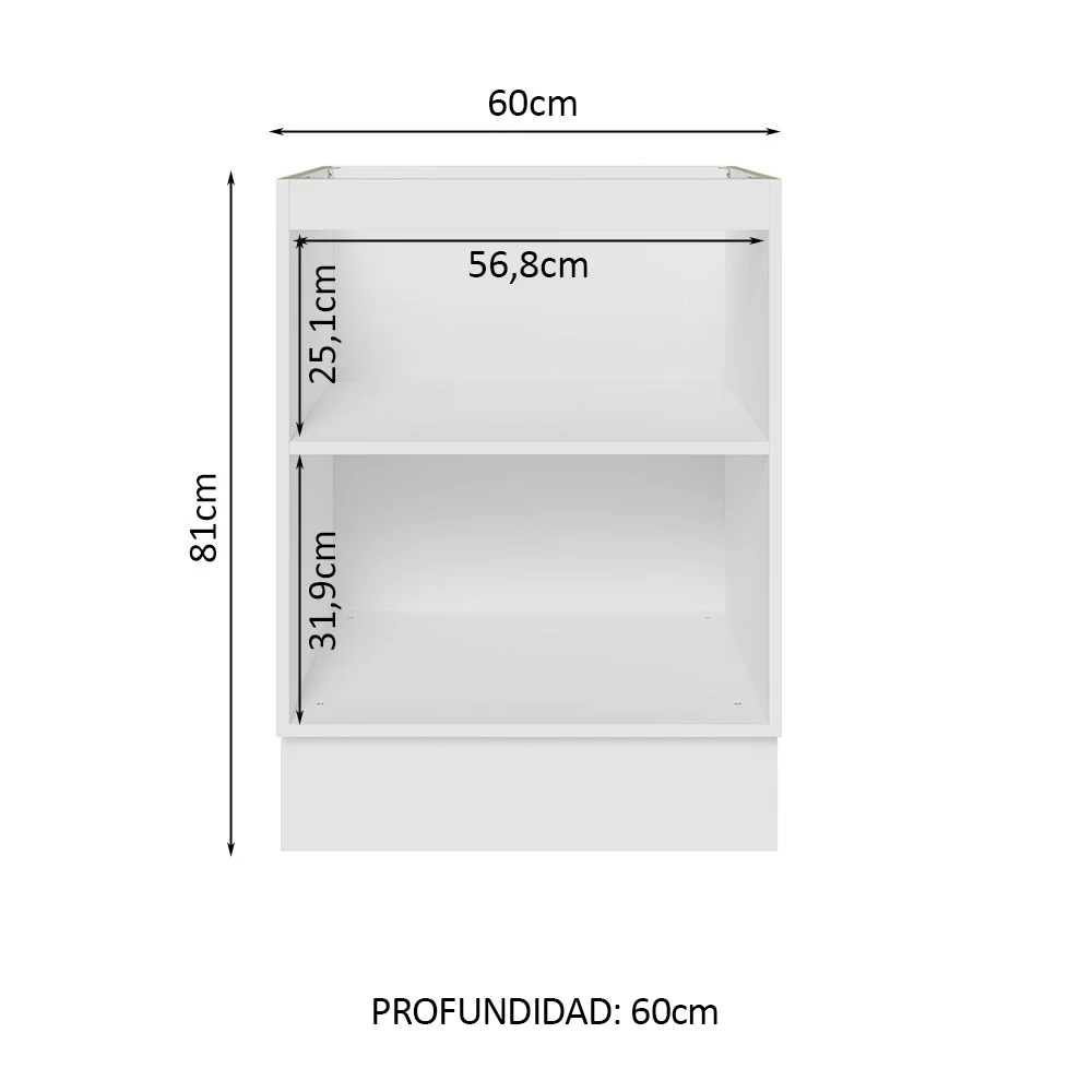 Bajo Mesada 60 cm x 60 cm, 1 Puerta Lux Blanco/Negro - Image 3