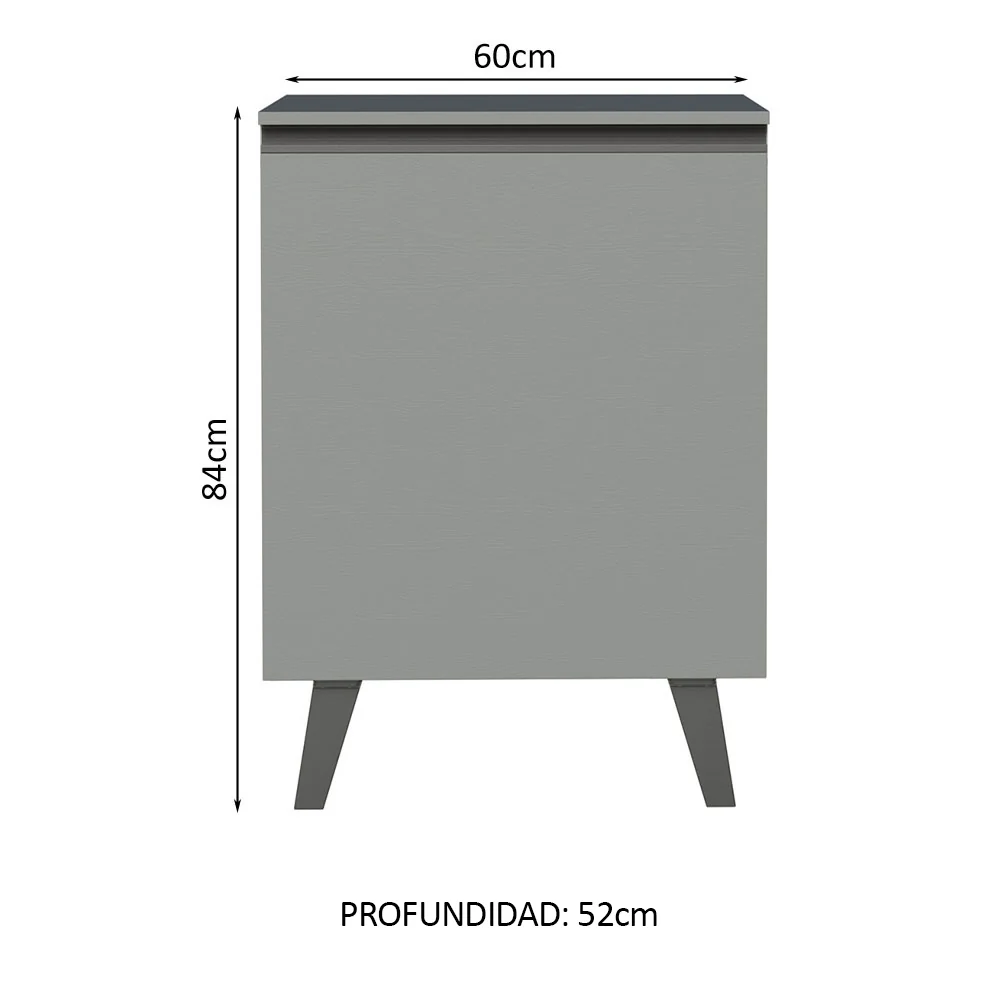Bajo Mesada 60 cm Sin cajones 1 Puerta Nice Gris - Image 2