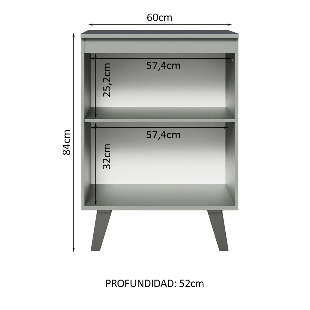 Bajo Mesada 60 cm Sin cajones 1 Puerta Nice Gris - Image 3