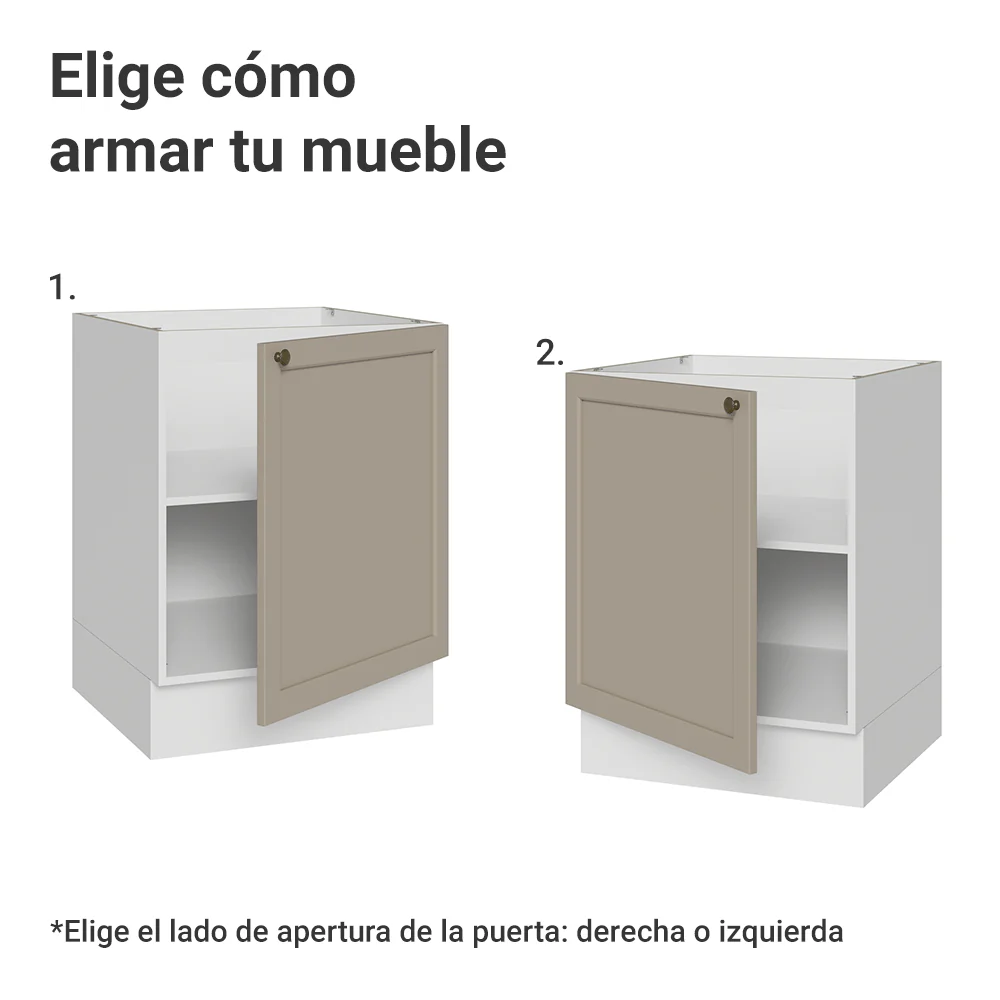 Bajo Mesada 60 x 60 cm 1 Puerta (Sin Mesada) Blanco/Crema Vik Madesa - Image 4