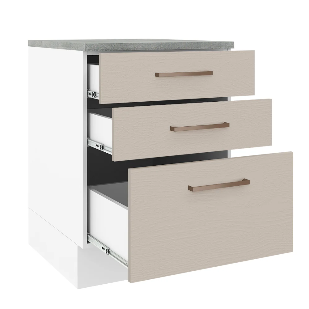 Bajo Mesada 60 x 60 cm 3 Cajones (Con Mesada) Blanco/Crema Agata Madesa - Image 6