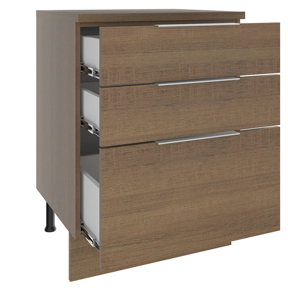 Bajo Mesada 60 x 60 cm 3 Cajones (Con Mesada) Marrón Stella Madesa - Image 6