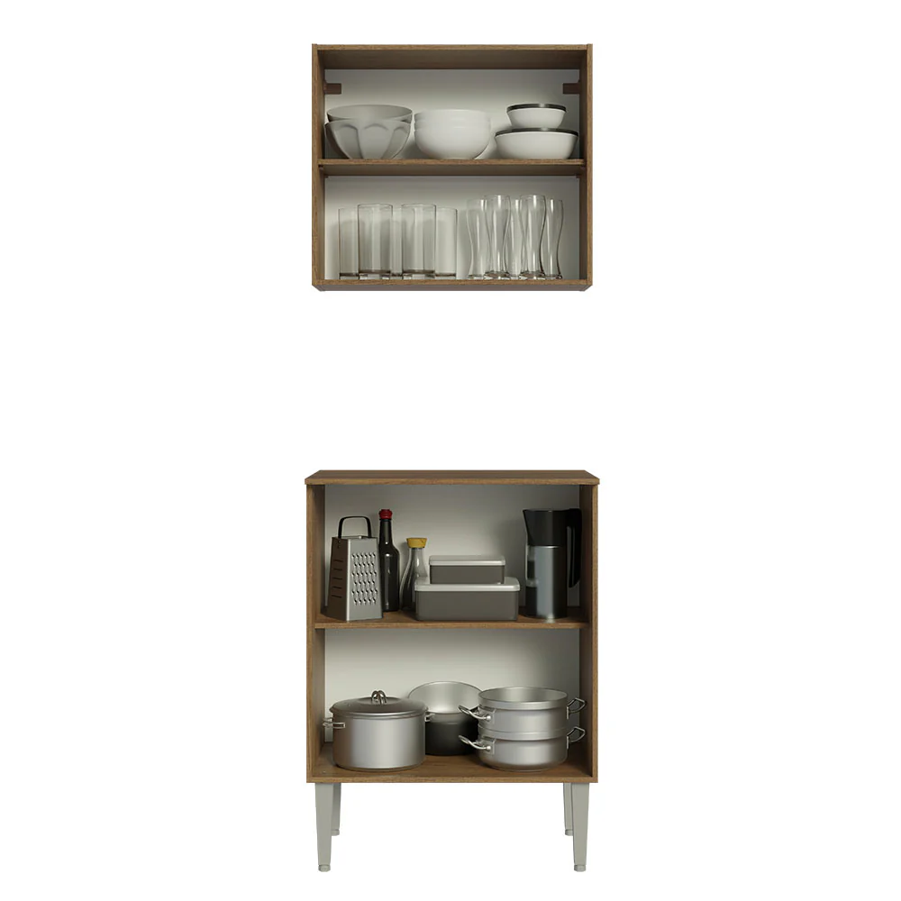 Bajo Mesada 64 cm Sin cajones 4 Puertas Marrón/Gris - Image 3