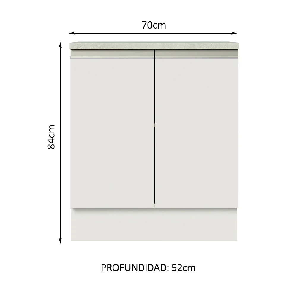 Bajo Mesada 70 cm 2 Puertas Glamy Blanco - Image 2