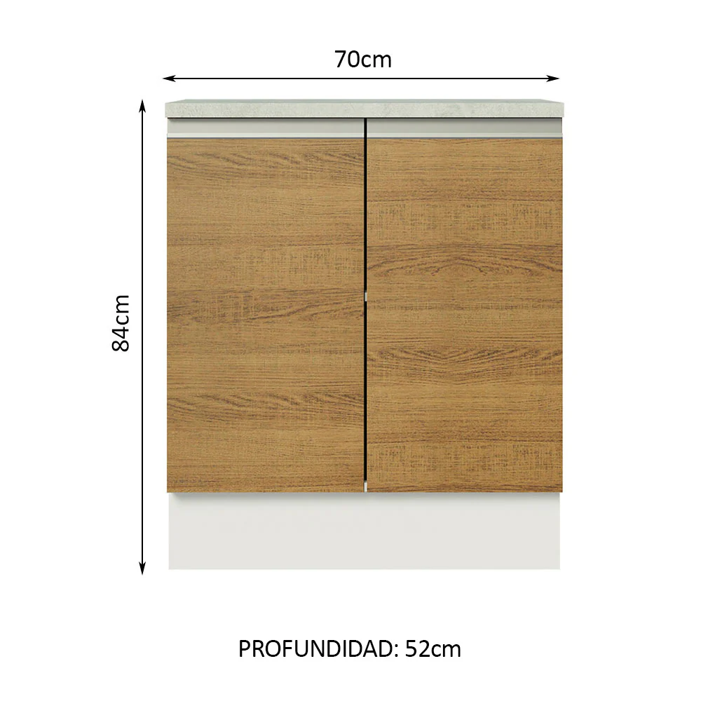 Bajo Mesada 70 cm 2 Puertas Glamy Blanco/Marrón - Image 3