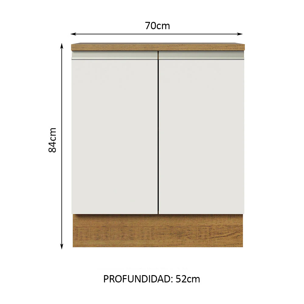 Bajo Mesada 70 cm 2 Puertas Glamy Marrón/Blanco - Image 2