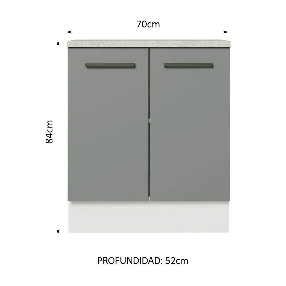 Bajo Mesada 70 cm Sin cajones 2 Puertas Agata Blanco/Gris - Image 2