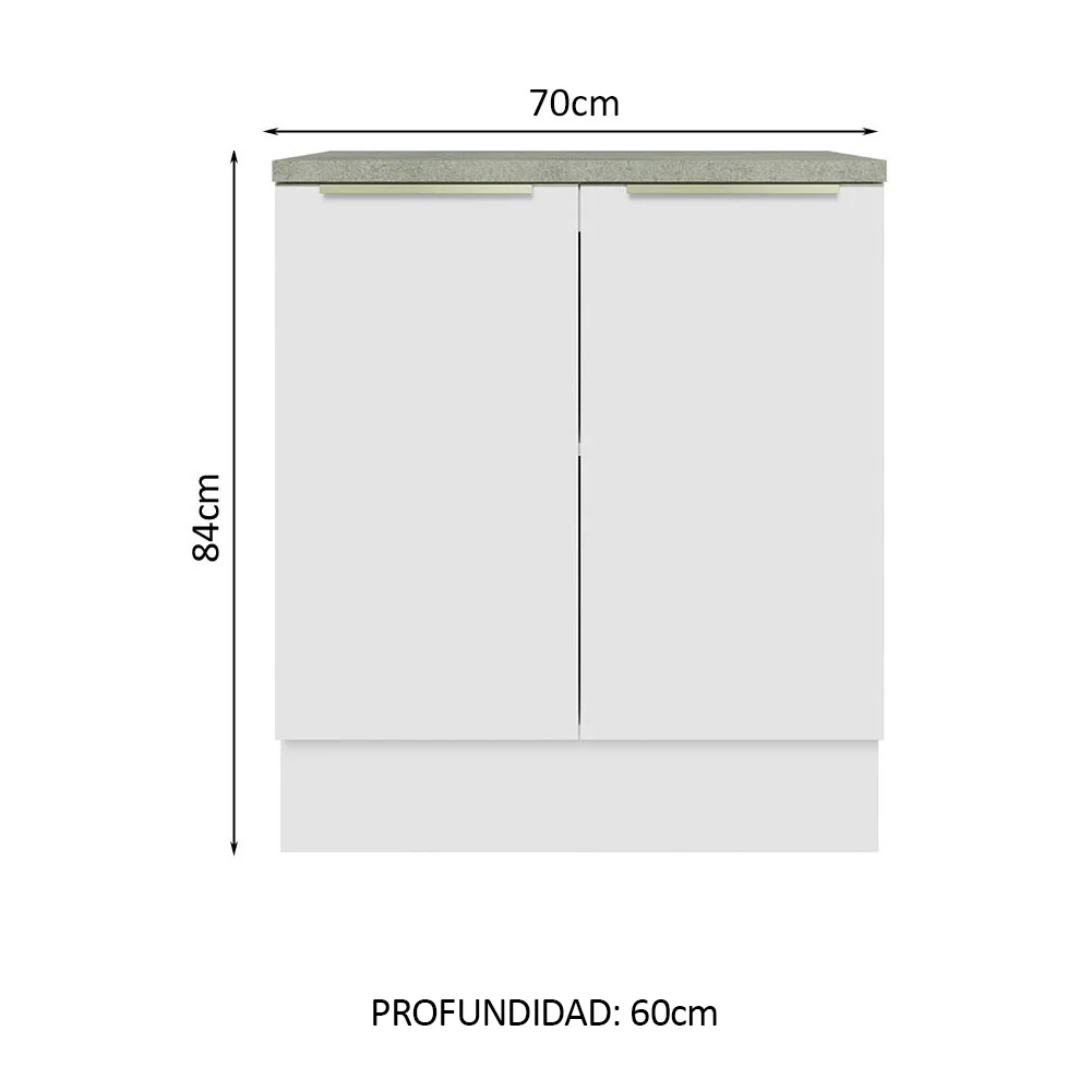 Bajo Mesada 70 cm x 60 cm, Sin cajones 2 Puertas Lux Blanco/Blanco - Image 2