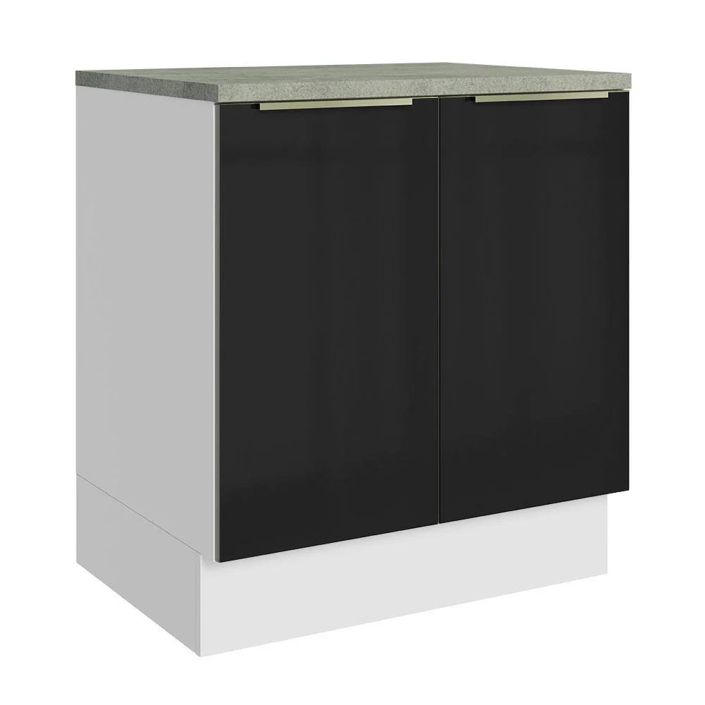 Bajo Mesada 70 cm x 60 cm, 2 Puertas Lux Blanco/Negro