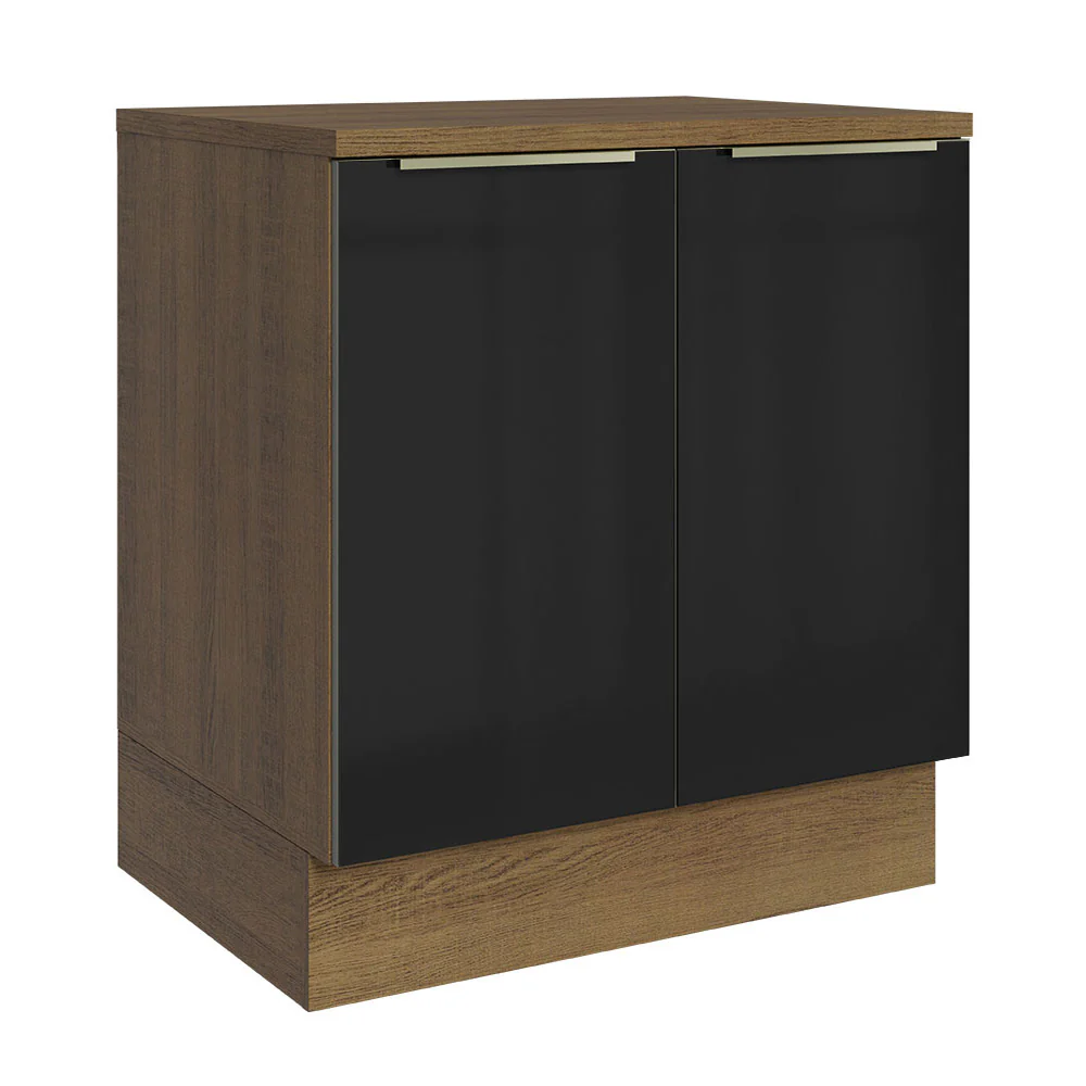 Bajo Mesada 70 cm x 60 cm, 2 Puertas Lux Marrón/Negro