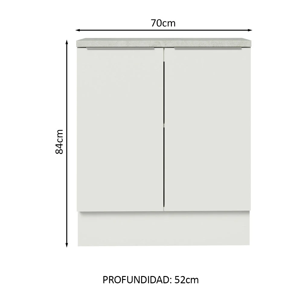 Bajo Mesada 70 cm Sin cajones 2 Puertas Stella Blanco - Image 2