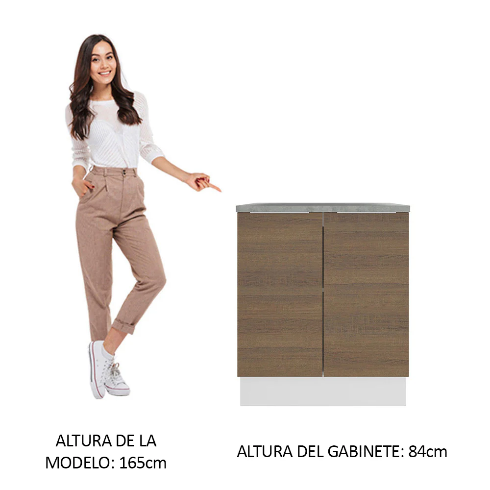 Bajo Mesada 70 cm x 60 cm,  Sin cajones 2 Puertas Stella Blanco/Marrón - Image 3
