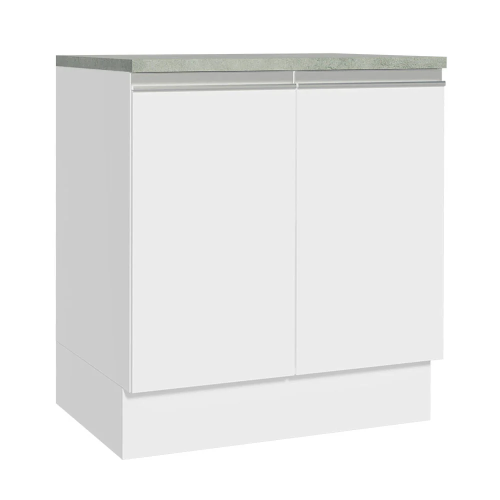 Bajo Mesada 70 x 60 cm 2 Puertas (Con Mesada) Blanco Glamy Madesa