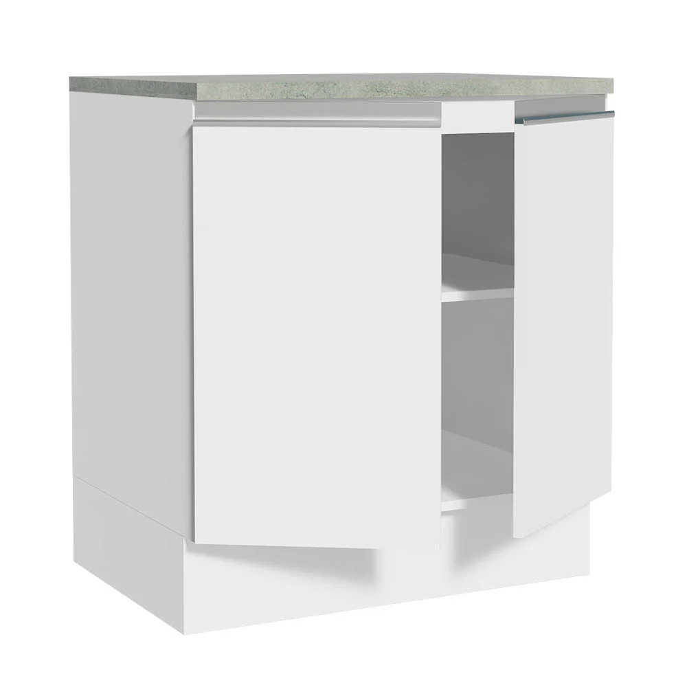 Bajo Mesada 70 x 60 cm 2 Puertas (Con Mesada) Blanco Glamy Madesa - Image 4