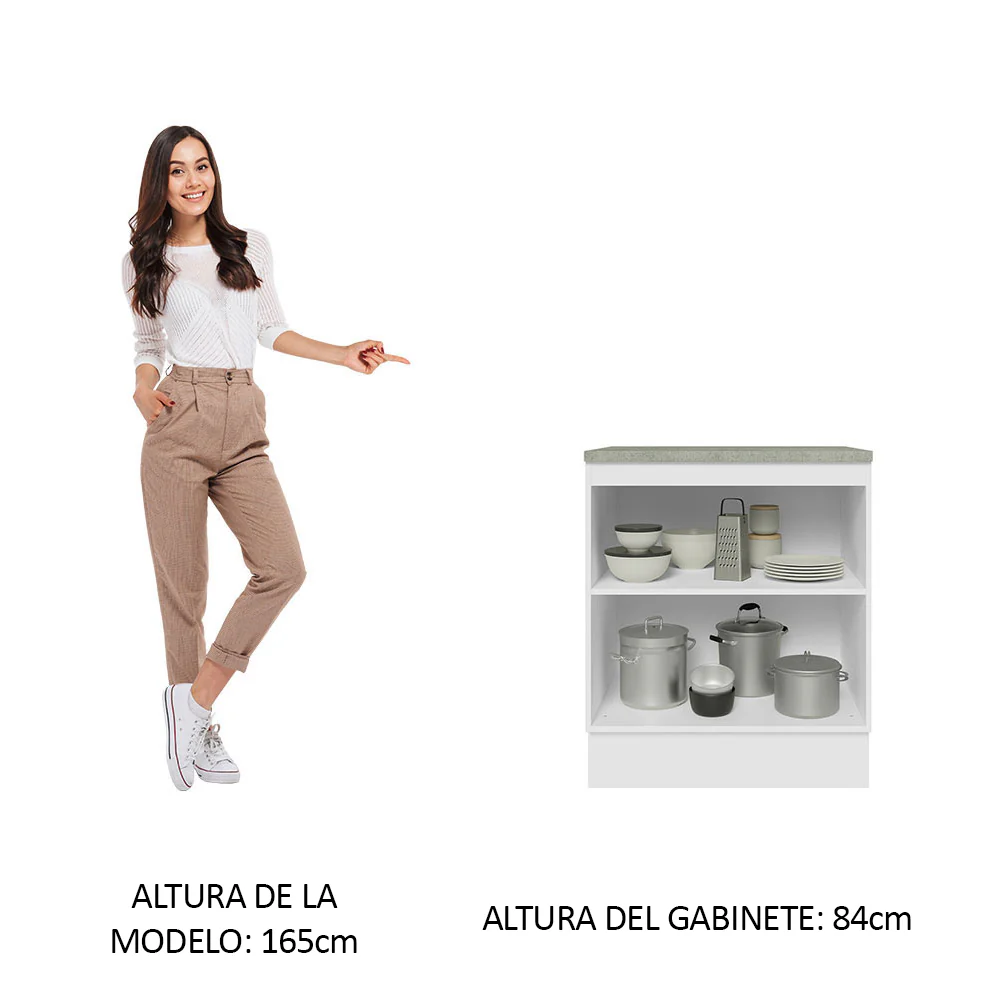 Bajo Mesada 70 x 60 cm 2 Puertas (Con Mesada) Blanco Glamy Madesa - Image 6