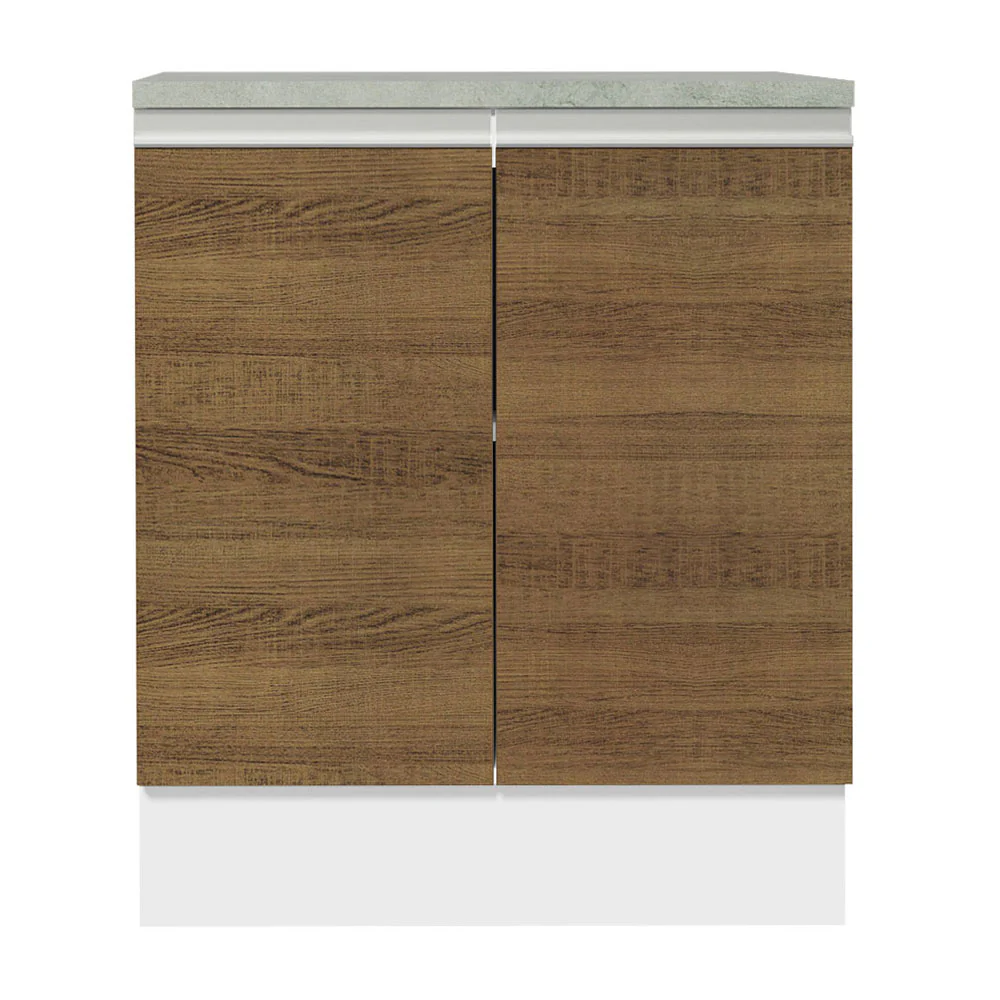 Bajo Mesada 70 x 60 cm 2 Puertas (Con Mesada) Blanco/Marrón Glamy Madesa - Image 7