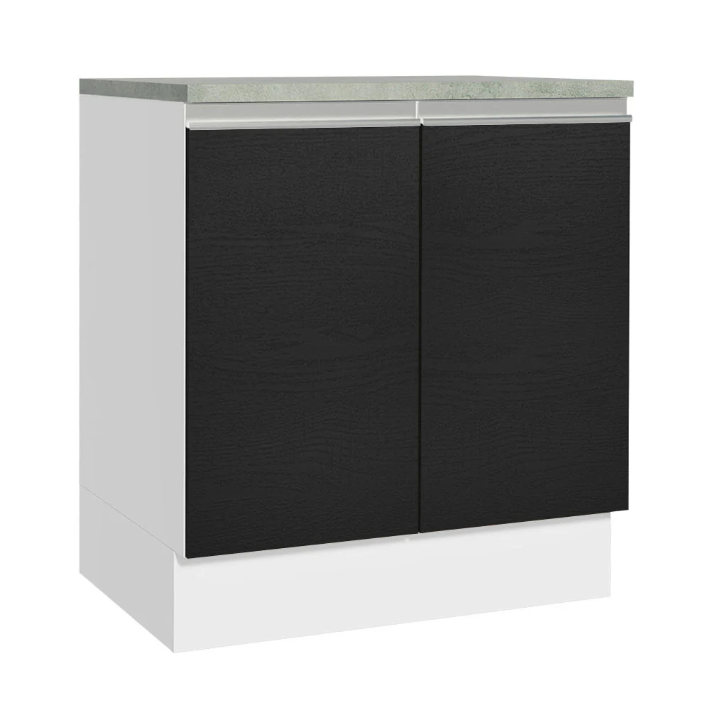 Bajo Mesada 70 x 60 cm 2 Puertas (Con Mesada) Blanco/Negro Glamy Madesa