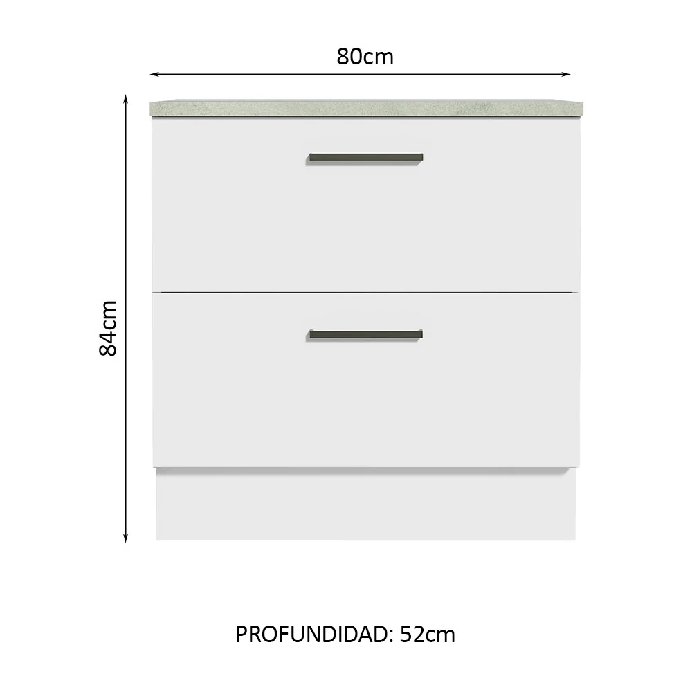 Bajo Mesada 80 cm 2 Cajones Agata Blanco - Image 2