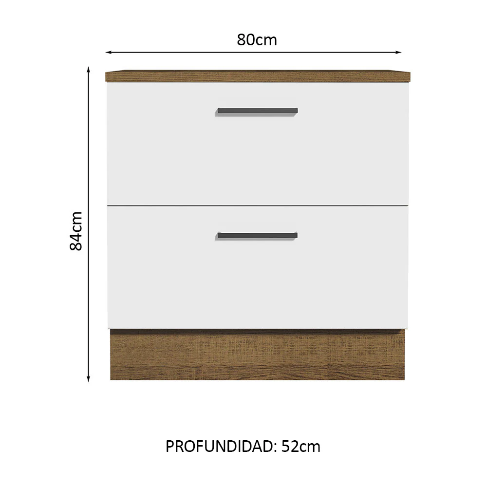 Bajo Mesada 80 cm 2 Cajones Agata Marrón/Blanco - Image 2