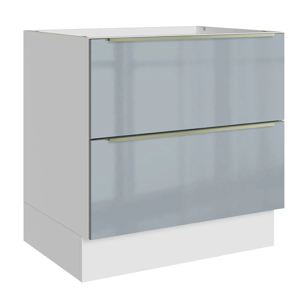 Bajo Mesada 80 cm x 60 cm, 2 Cajones Lux Blanco/Gris