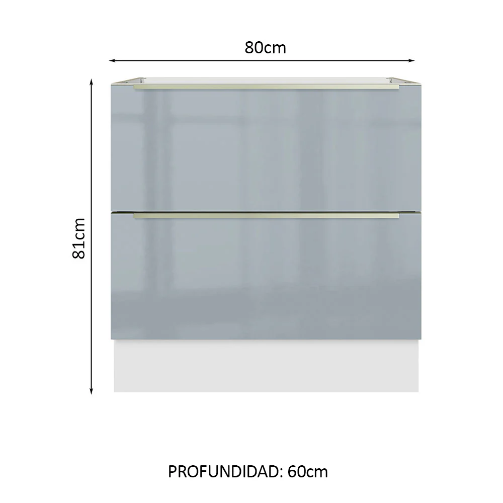 Bajo Mesada 80 cm x 60 cm, 2 Cajones Lux Blanco/Gris - Image 2