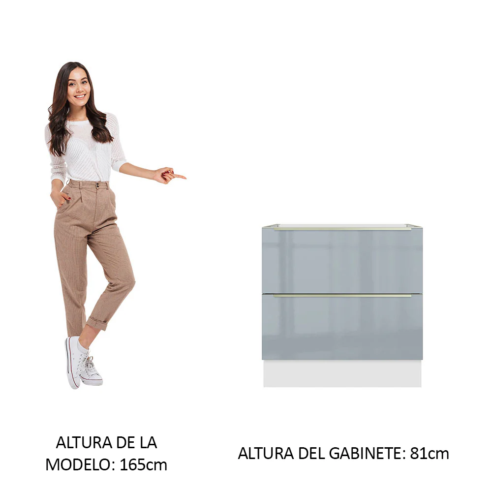 Bajo Mesada 80 cm x 60 cm, 2 Cajones Lux Blanco/Gris - Image 3