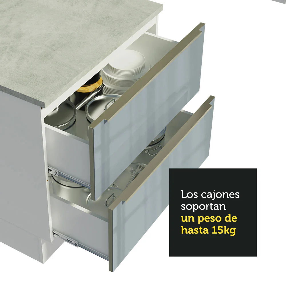 Bajo Mesada 80 cm x 60 cm, 2 Cajones Lux Blanco/Gris - Image 7