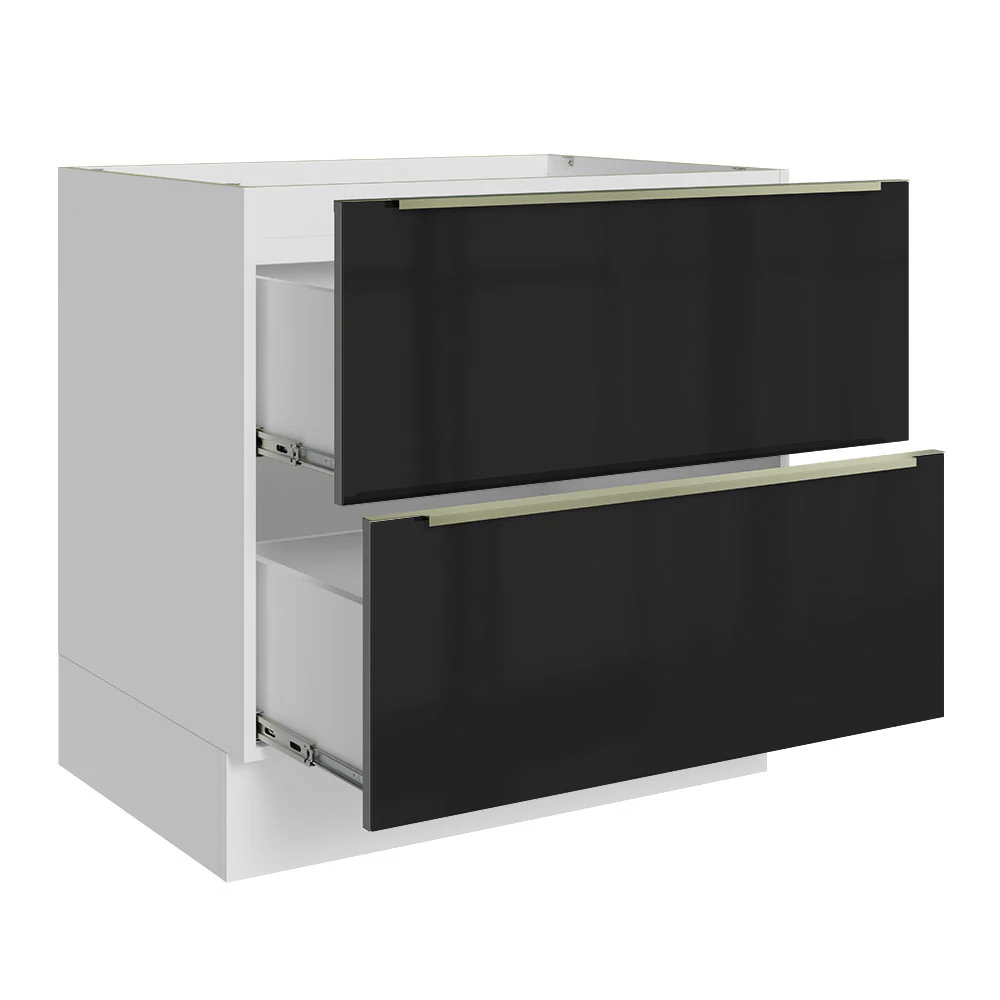 Bajo Mesada 80 cm x 60 cm, 2 Cajones Lux Blanco/Negro - Image 7