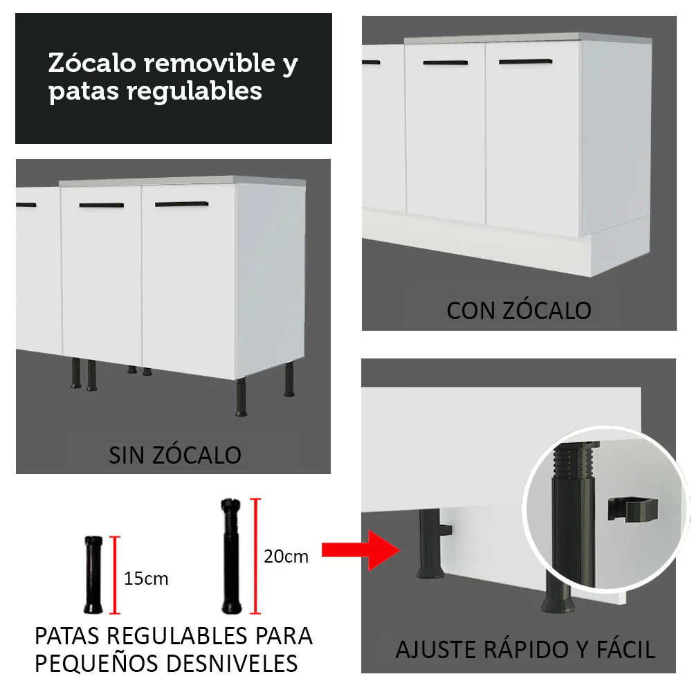 Bajo Mesada 80 cm 2 Puertas Agata Blanco - Image 4