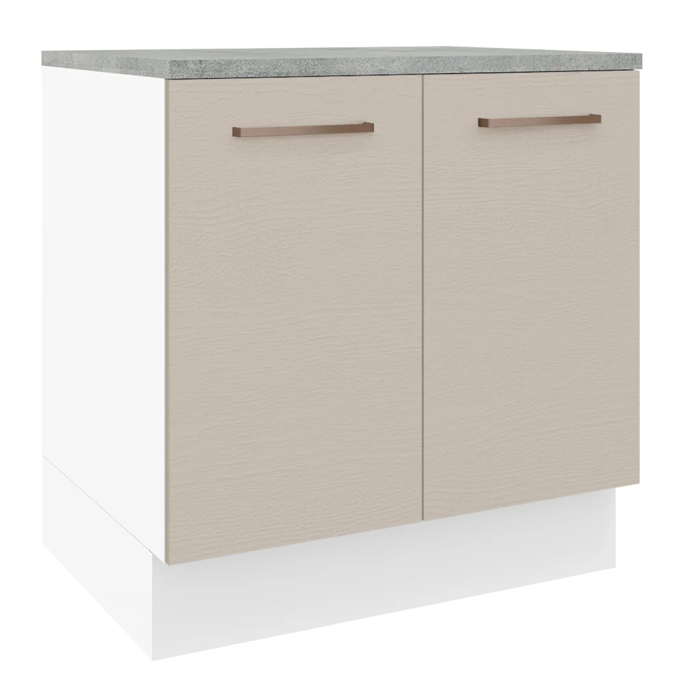 Bajo Mesada 80 cm 2 Puertas Agata Blanco/Crema
