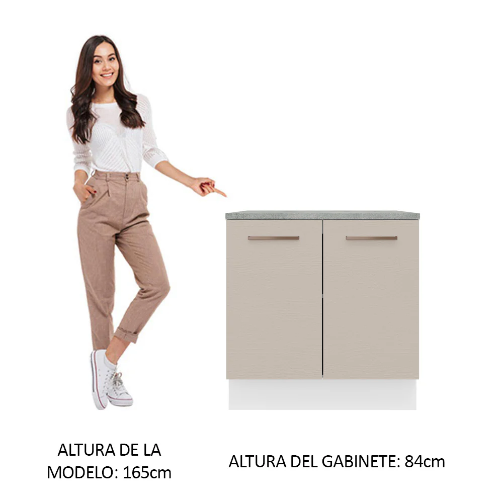 Bajo Mesada 80 cm 2 Puertas Agata Blanco/Crema - Image 5