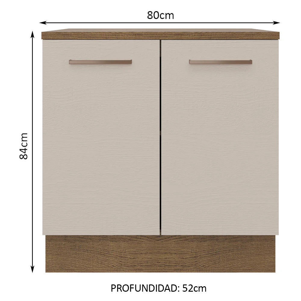 Bajo Mesada 80 cm 2 Puertas Agata Marrón/Crema - Image 2