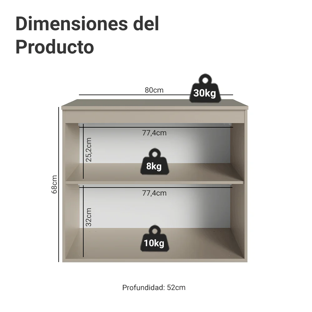 Bajo Mesada 80 cm 2 Puertas Flotante Crema Nice - Image 2