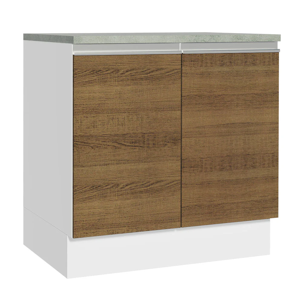 Bajo Mesada 80 cm 2 Puertas Glamy Blanco/Marrón