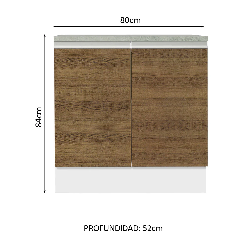 Bajo Mesada 80 cm 2 Puertas Glamy Blanco/Marrón - Image 2