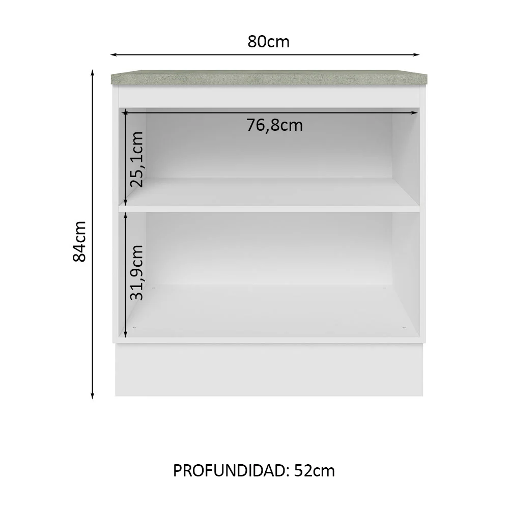Bajo Mesada 80 cm 2 Puertas Glamy Blanco/Marrón - Image 3