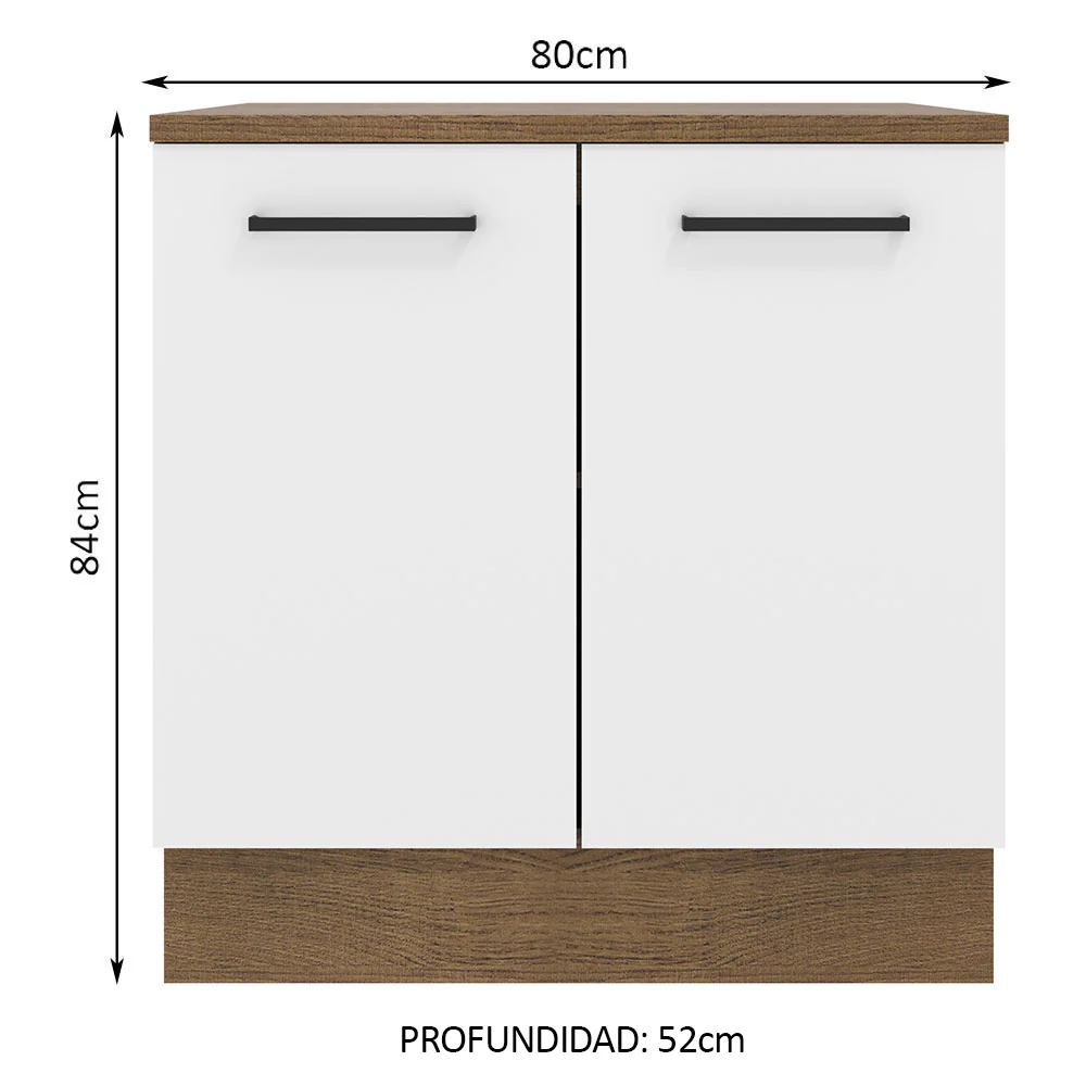 Bajo Mesada 80 cm 2 Puertas Agata Marrón/Blanco - Image 2