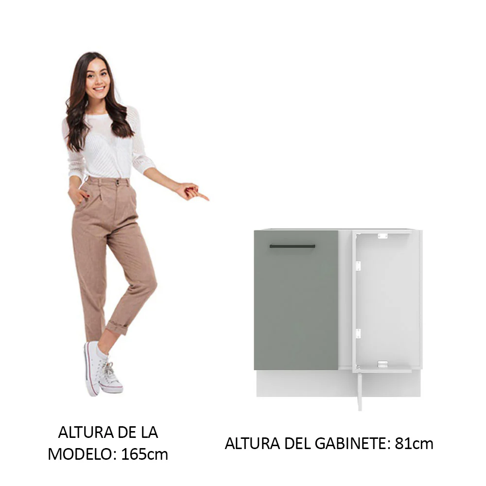 Bajo Mesada 80 cm x 60 cm, Sin cajones 1 Puerta Agata Blanco/Gris - Image 3