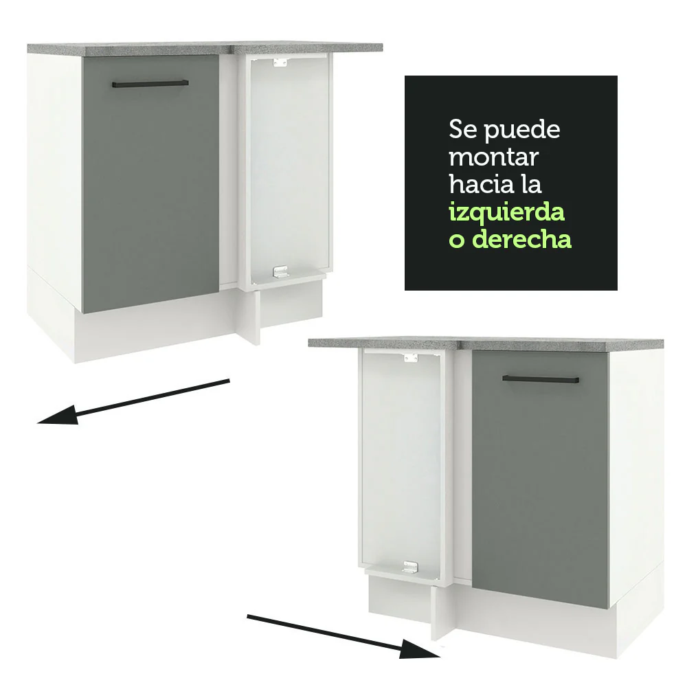 Bajo Mesada 80 cm x 60 cm, Sin cajones 1 Puerta Agata Blanco/Gris - Image 5