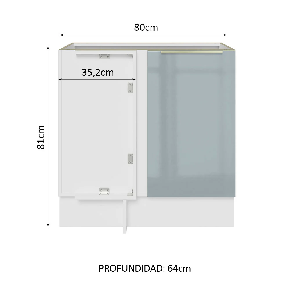Bajo Mesada 80 cm x 60 cm, 1 Puerta Lux Blanco/Gris - Image 2