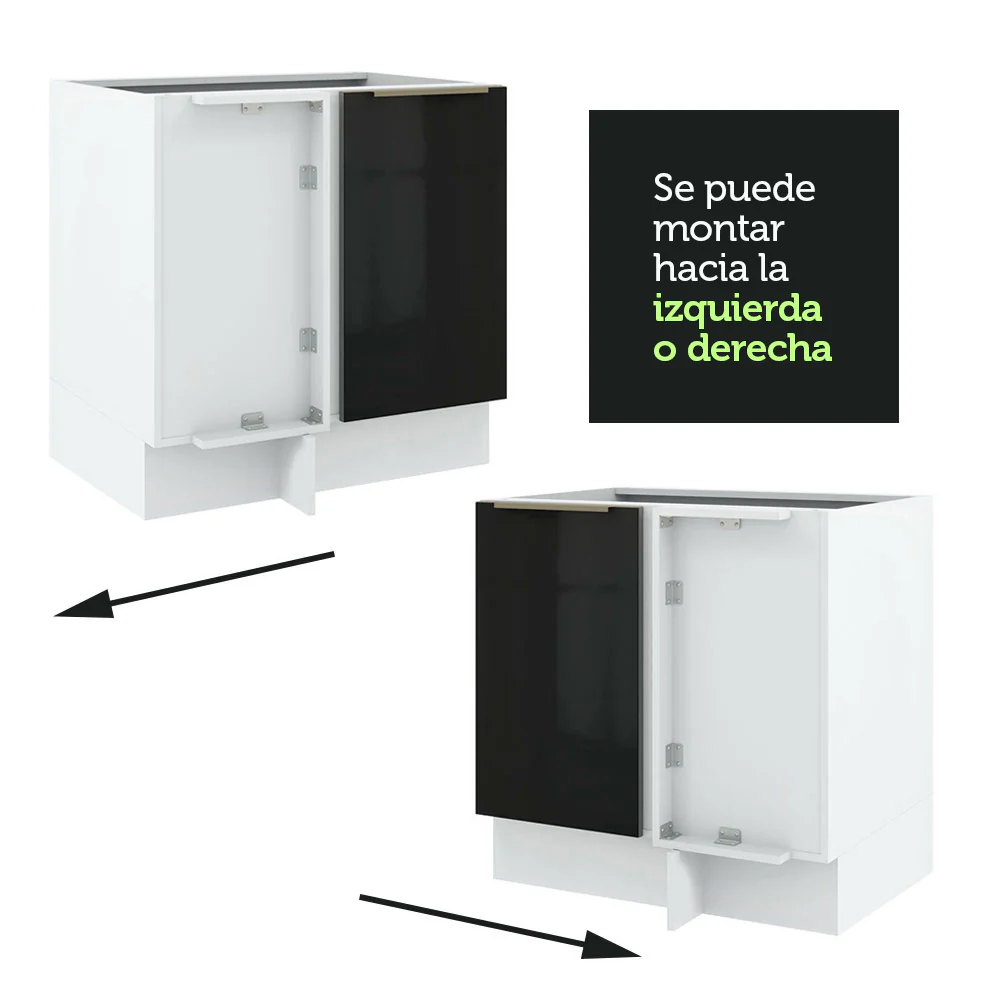 Bajo Mesada 80 cm x 60 cm, 1 Puerta Lux Blanco/Negro - Image 6