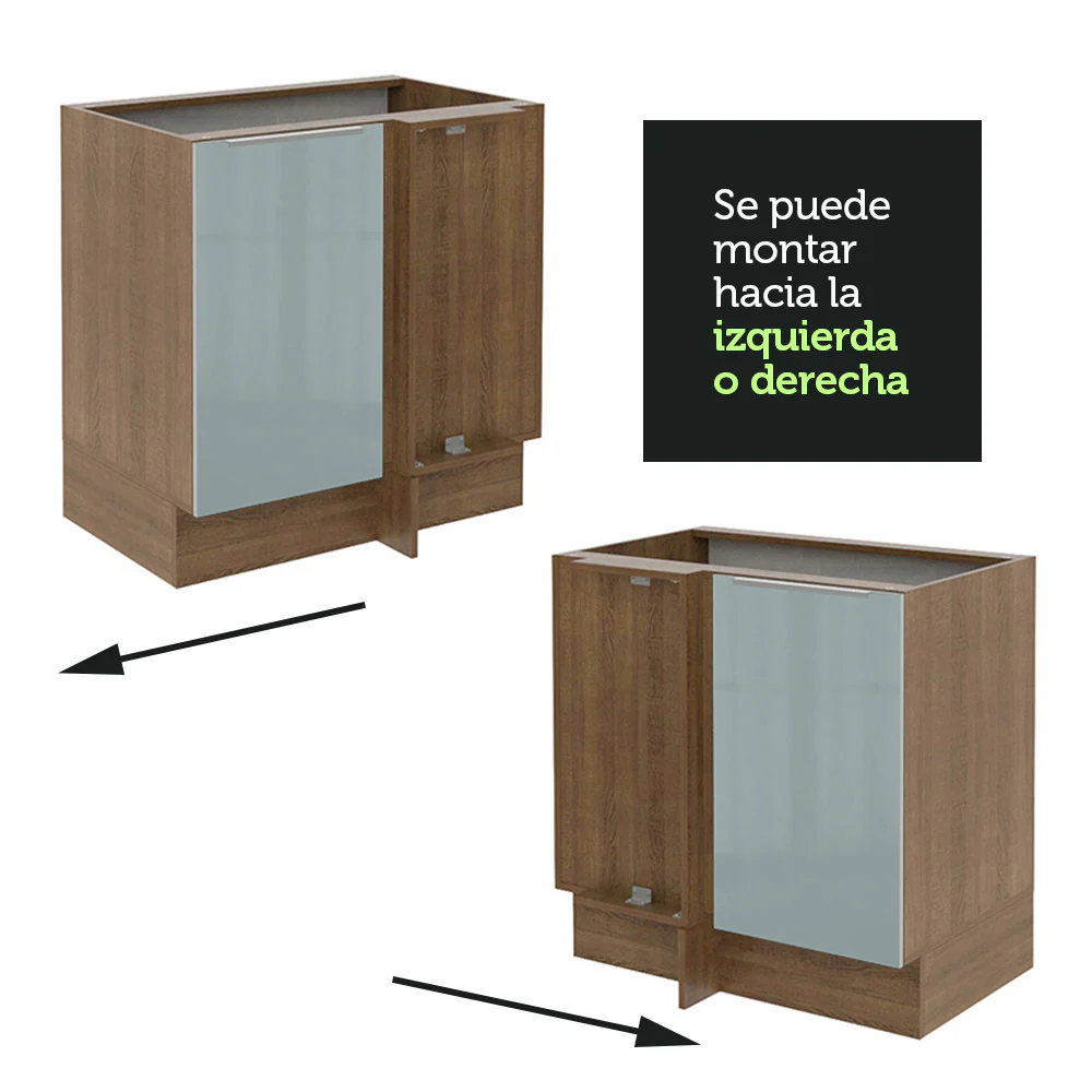 Bajo Mesada 80 cm x 60 cm, Sin cajones 1 Puerta Lux Marrón/Gris - Image 6