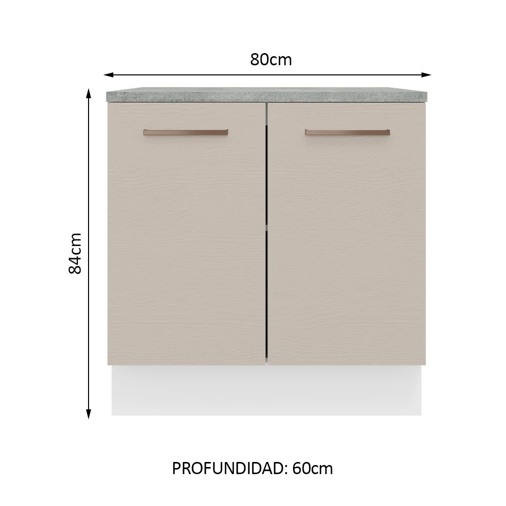 Bajo Mesada 80 cm x 60 cm, 2 Puertas Agata Blanco/Crema - Image 2