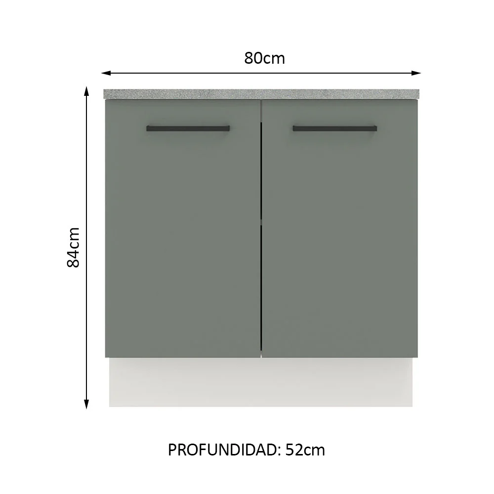 Bajo Mesada 80 cm Sin cajones 2 Puertas Agata Blanco/Gris - Image 2